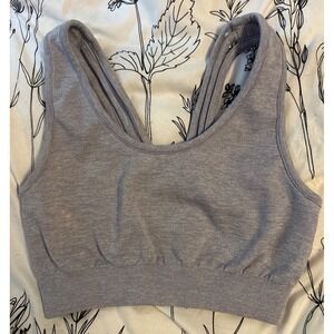 Yogalicious Gray Strappy O Ring High Impact Sports Bra, Size Small